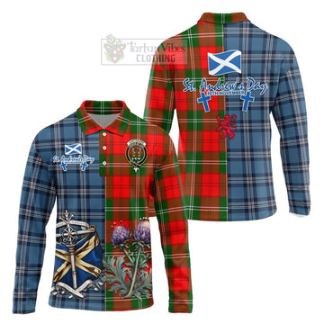 Gartshore Tartan Long Sleeve Polo Shirt Happy St. Andrew's Day Half Tartan Style Unisex - Tartan Vibes Clothing