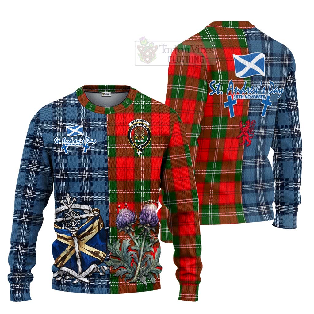 Gartshore Tartan Knitted Sweater Happy St. Andrew's Day Half Tartan Style Unisex - Tartan Vibes Clothing