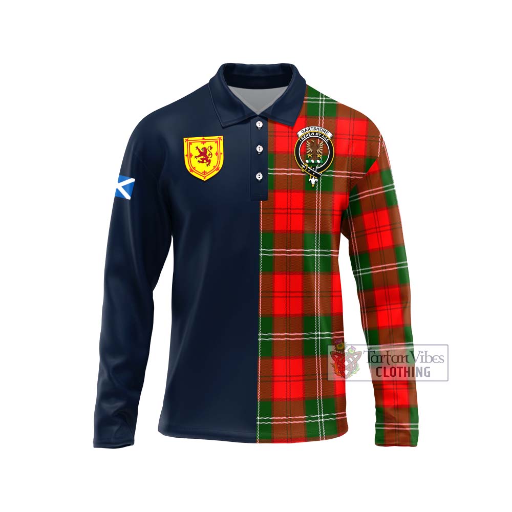 Gartshore Tartan Long Sleeve Polo Shirt Alba with Scottish Lion Royal Arm Half Style Unisex - Tartan Vibes Clothing
