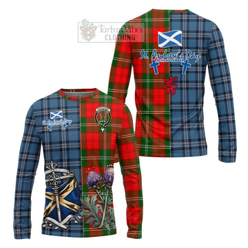 Gartshore Tartan Long Sleeve T-Shirt Happy St. Andrew's Day Half Tartan Style Unisex - Tartan Vibes Clothing