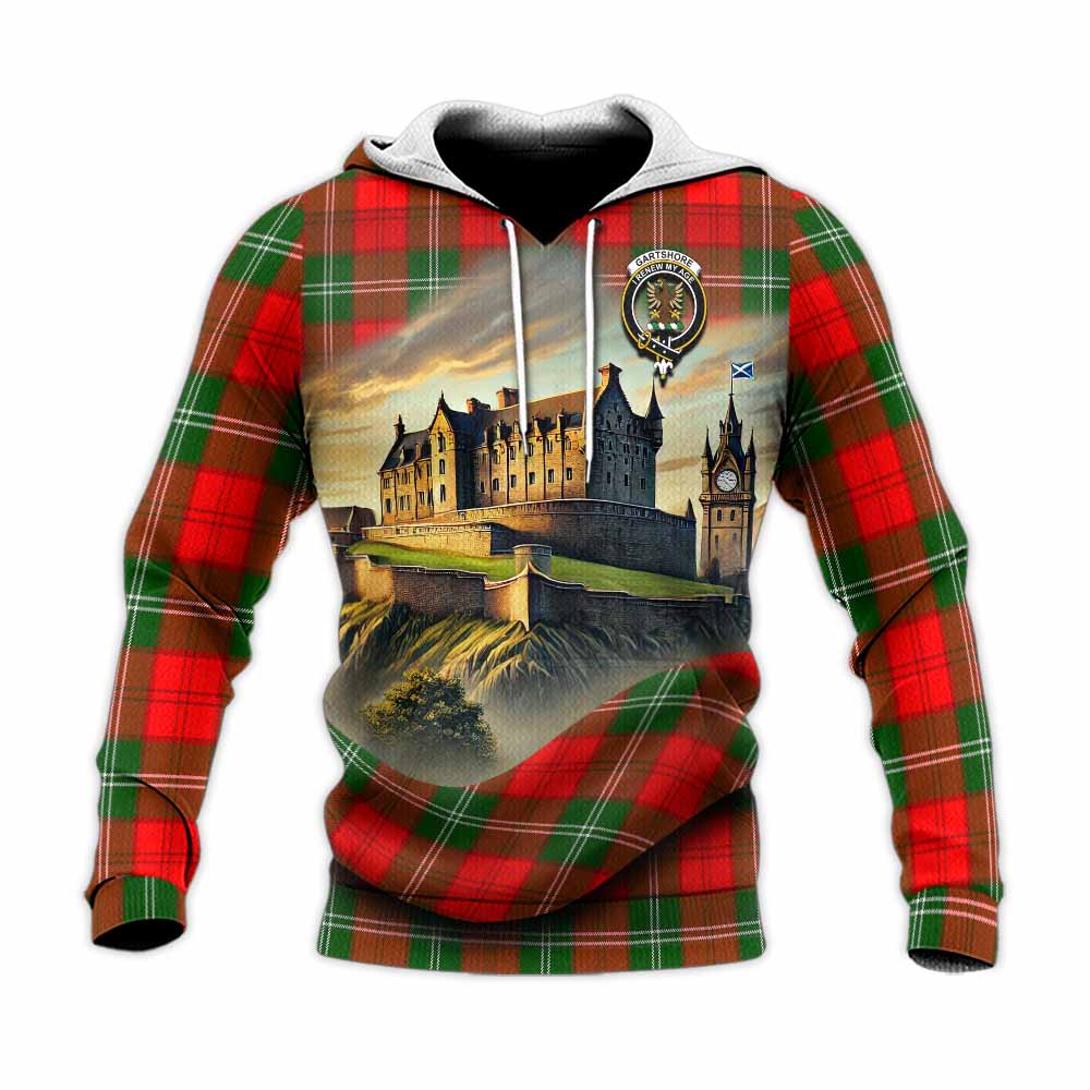 Gartshore Tartan Family Crest Knitted Hoodie with Scottish Ancient Castle Style Unisex Knitted Pullover Hoodie - Tartan Vibes Clothing