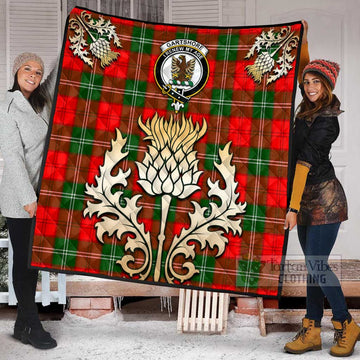 Tartan Vibes Clothing Gartshore Tartan Quilt with Family Crest and Golden Thistle Style