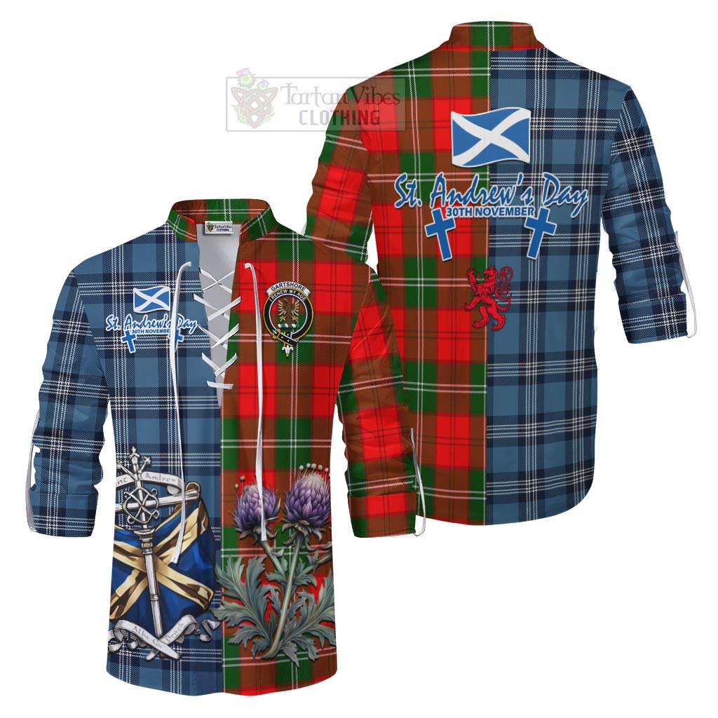 Gartshore Tartan Ghillie Kilt Shirt Happy St. Andrew's Day Half Tartan Style Men - Tartan Vibes Clothing