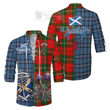 Gartshore Tartan Ghillie Kilt Shirt Happy St. Andrew's Day Half Tartan Style Men - Tartan Vibes Clothing