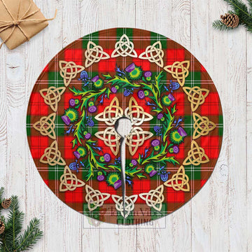 Tartan Vibes Clothing Gartshore Tartan Christmas Tree Skirt with Thistle Celtic Knot Style