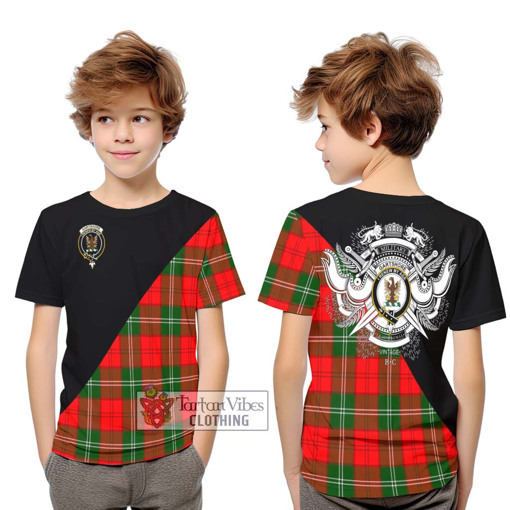 Gartshore Tartan Kid T-Shirt with Family Crest and Military Logo Style Youth XL Size14 - Tartan Vibes Clothing