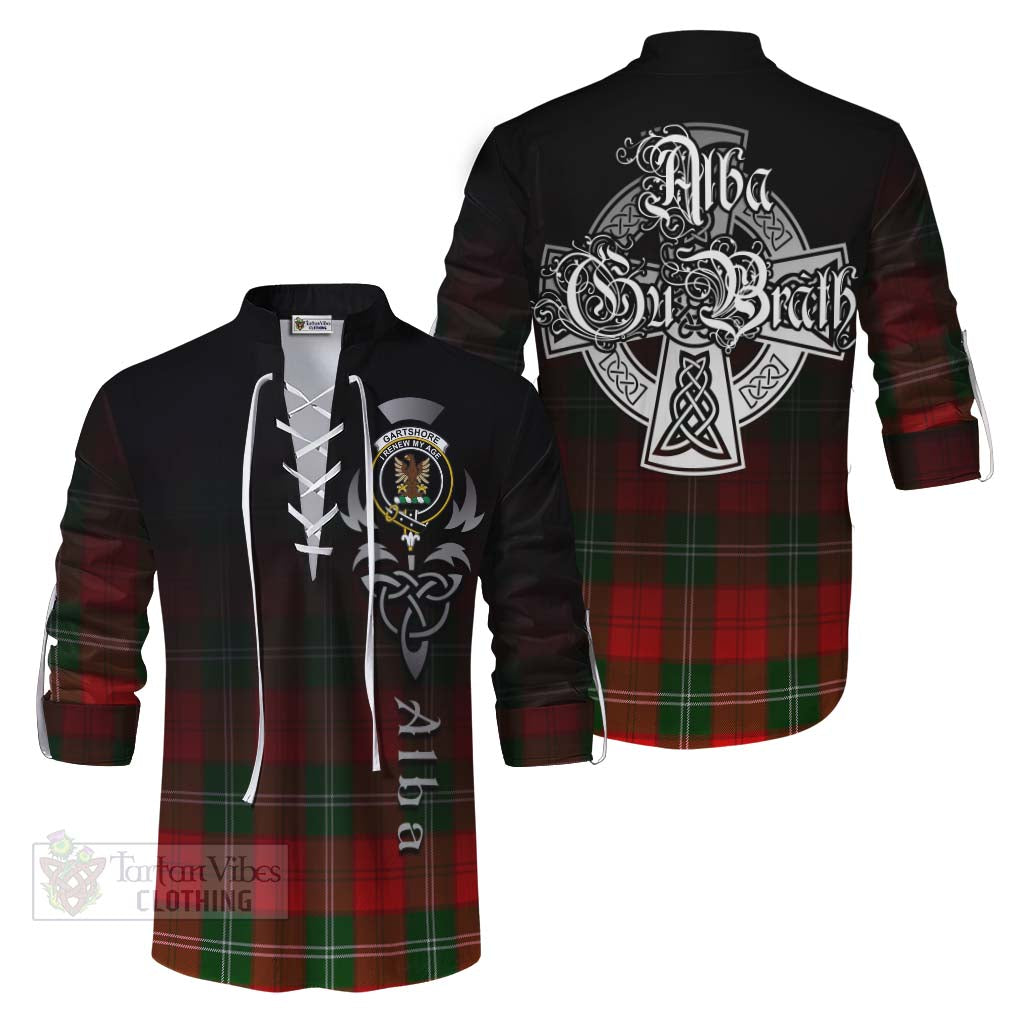 Gartshore Tartan Ghillie Kilt Shirt Featuring Alba Gu Brath Family Crest Celtic Inspired Men - Tartan Vibes Clothing