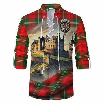 Gartshore Tartan Family Crest Ghillie Kilt Shirt with Scottish Ancient Castle Style Men - Tartan Vibes Clothing