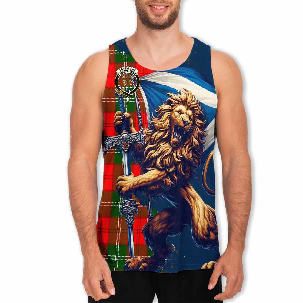 Gartshore Tartan Family Crest Men's Tank Top with Scottish Majestic Lion Men - Tartan Vibes Clothing