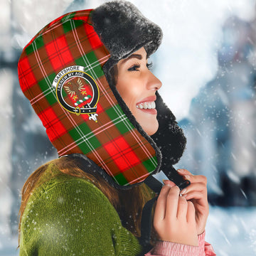 Gartshore Tartan Winter Trapper Hat with Family Crest Winter Trapper Hat Universal Fit Circumference 22.8in (58cm) - Tartan Vibes Clothing