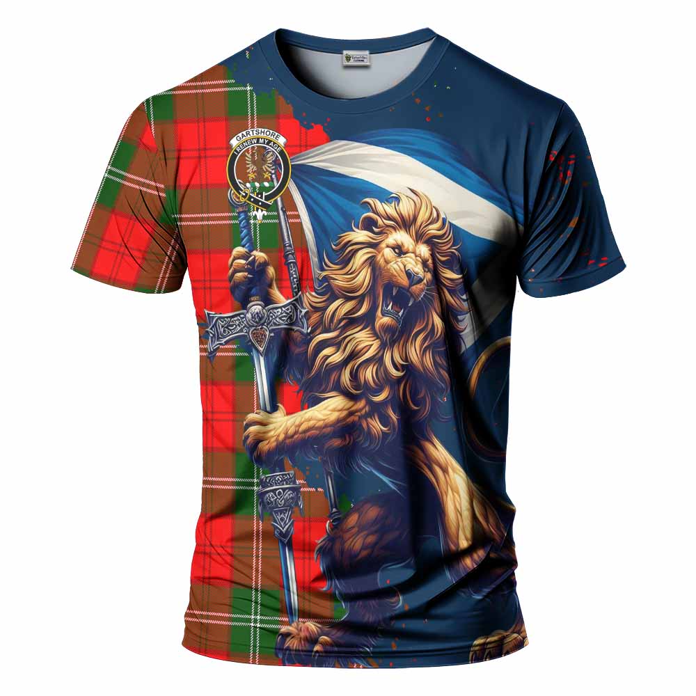 Tartan Vibes Clothing Gartshore Tartan Family Crest T-Shirt with Scottish Majestic Lion