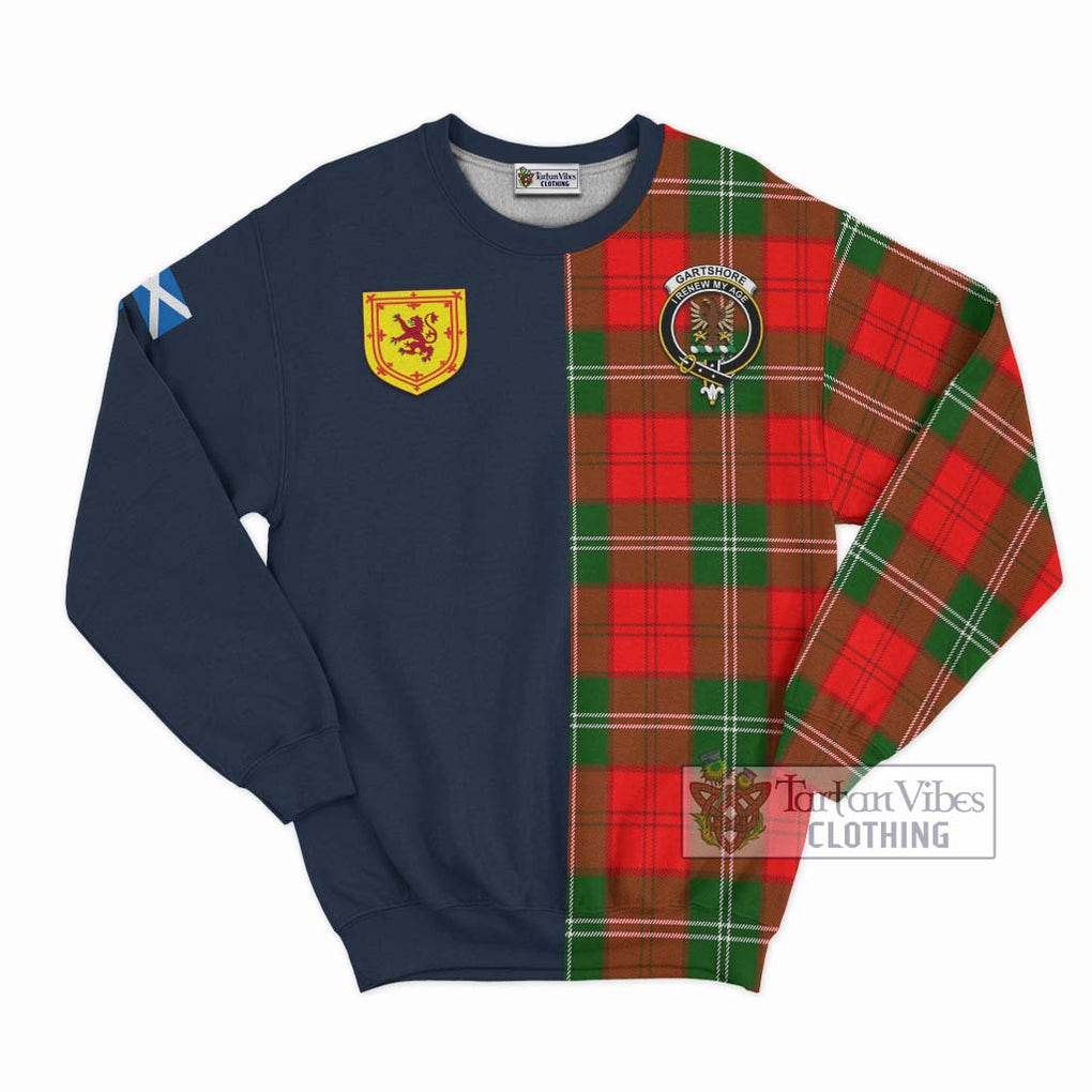 Gartshore Tartan Sweatshirt Alba with Scottish Lion Royal Arm Half Style Unisex - Tartan Vibes Clothing