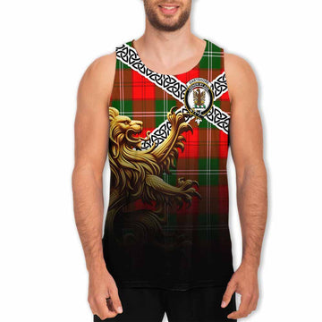 Gartshore Crest Tartan Men's Tank Top with Golden Lion Emblem Celtic Style Men - Tartan Vibes Clothing