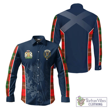 Gartshore Tartan Long Sleeve Button Up Shirt with Family Crest and Scottish Thistle Vibes Sport Style