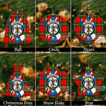 Gartshore Tartan Christmas Ceramic Ornaments with Family Crest and Scotland Map Ceramic - Tartan Vibes Clothing