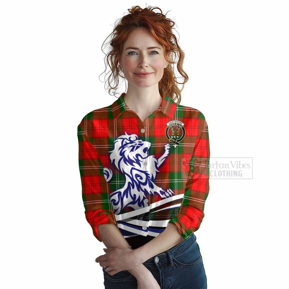 Gartshore Tartan Women's Casual Shirt with Alba Gu Brath Regal Lion Emblem Female - Tartan Vibes Clothing