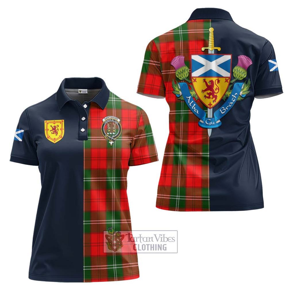 Gartshore Tartan Women's Polo Shirt Alba with Scottish Lion Royal Arm Half Style Women - Tartan Vibes Clothing