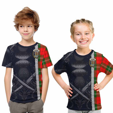 Tartan Vibes Clothing Gartshore Tartan Kid T-Shirt with Family Crest Cross Sword Thistle Celtic Vibes