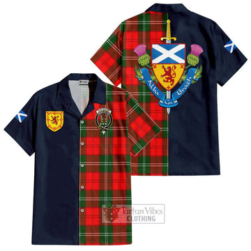 Gartshore Tartan Hawaiian Shirt Alba with Scottish Lion Royal Arm Half Style Kid - Tartan Vibes Clothing