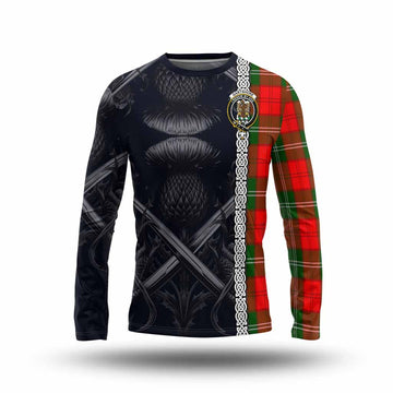 Gartshore Tartan Long Sleeve T-Shirt with Family Crest Cross Sword Thistle Celtic Vibes Unisex - Tartan Vibes Clothing