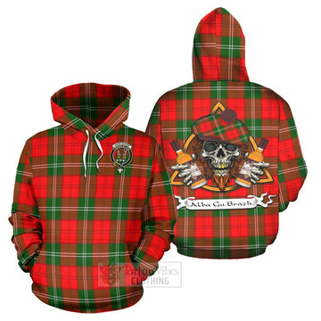Gartshore Tartan Hoodie with Family Crest and Bearded Skull Holding Bottles of Whiskey Zip Hoodie - Tartan Vibes Clothing