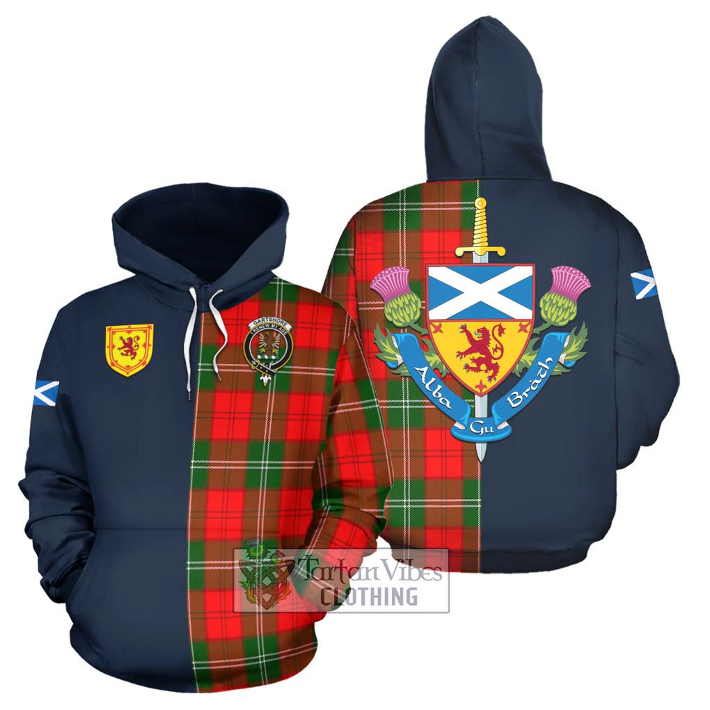 Gartshore Tartan Hoodie Alba with Scottish Lion Royal Arm Half Style Zip Hoodie - Tartan Vibes Clothing