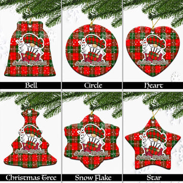 Gartshore Tartan Christmas Ceramic Ornaments with Scottish Gnome Playing Bagpipes Ceramic - Tartan Vibes Clothing