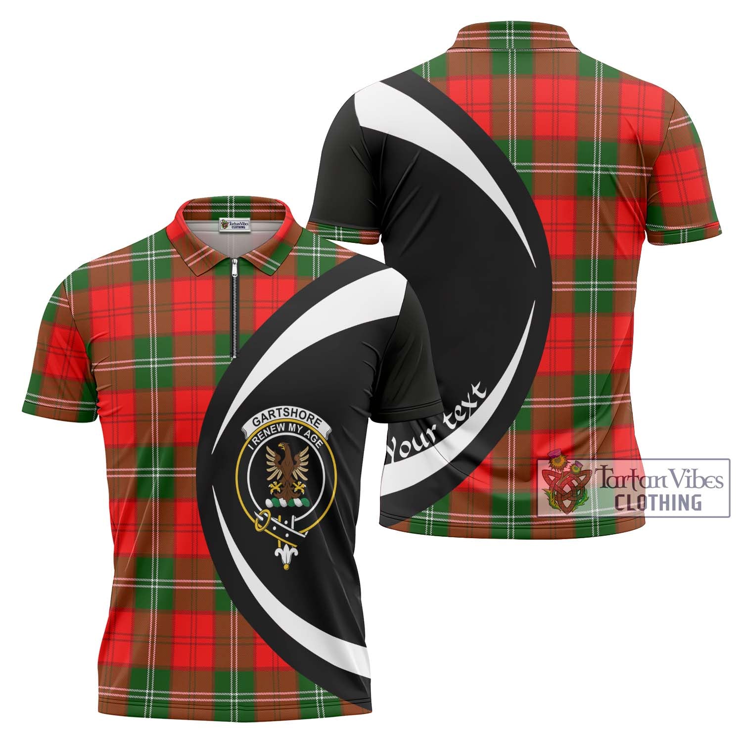 Gartshore Tartan Zipper Polo Shirt with Family Crest Circle Style Unisex - Tartan Vibes Clothing