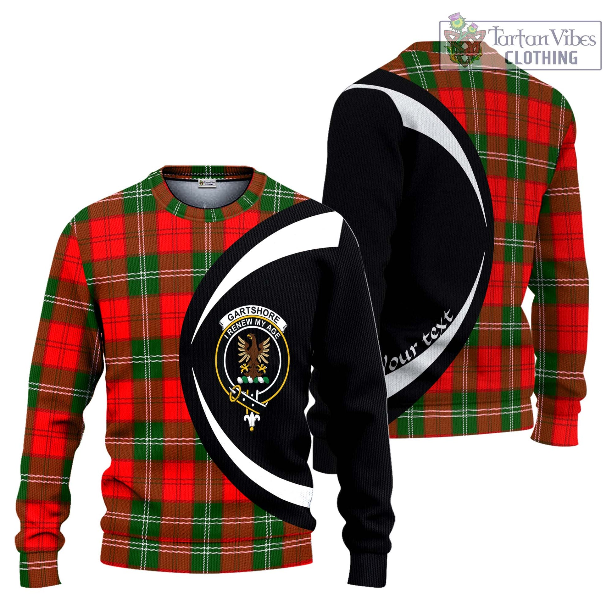Gartshore Tartan Ugly Sweater with Family Crest Circle Style Unisex - Tartan Vibes Clothing