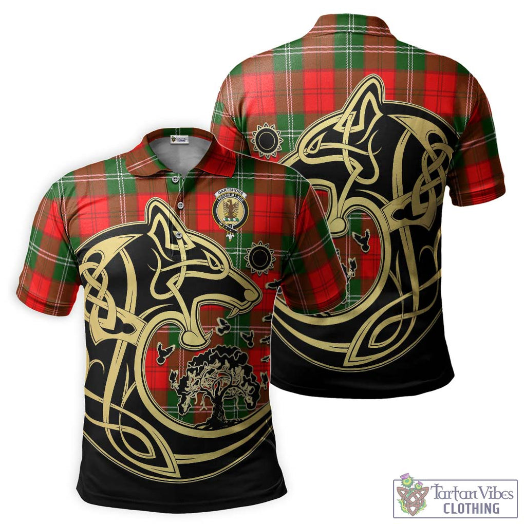 Gartshore Tartan Polo Shirt with Family Crest Celtic Wolf Style Kid - Tartan Vibes Clothing