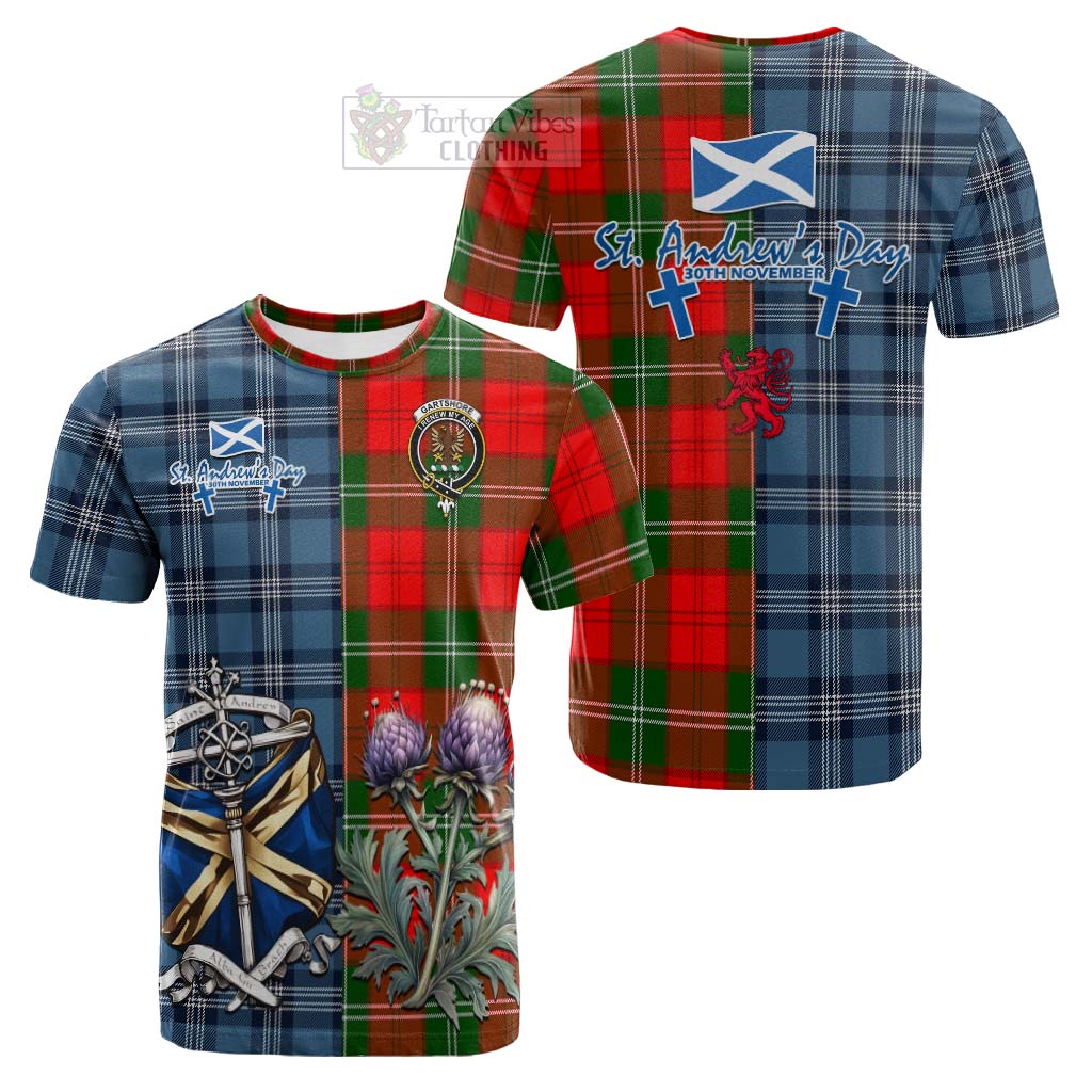 Gartshore Tartan Cotton T-shirt Happy St. Andrew's Day Half Tartan Style Kid's Shirt - Tartan Vibes Clothing