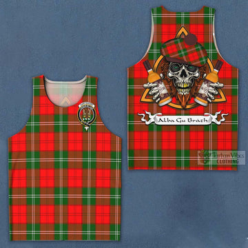 Gartshore Tartan Men's Tank Top with Family Crest and Bearded Skull Holding Bottles of Whiskey Men - Tartan Vibes Clothing