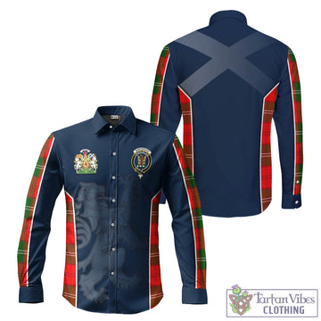 Gartshore Tartan Long Sleeve Button Up Shirt with Family Crest and Lion Rampant Vibes Sport Style
