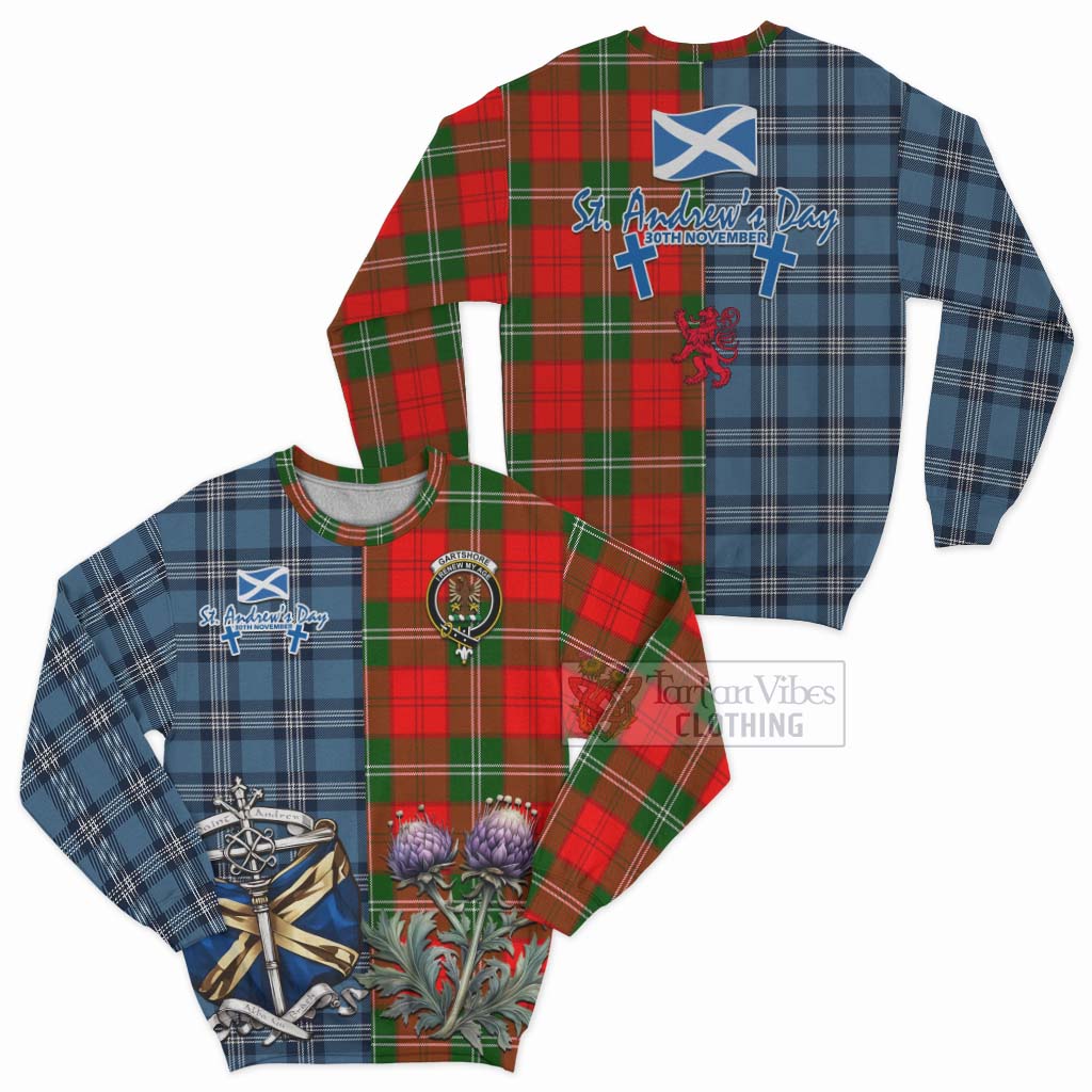 Gartshore Tartan Sweatshirt Happy St. Andrew's Day Half Tartan Style Unisex - Tartan Vibes Clothing