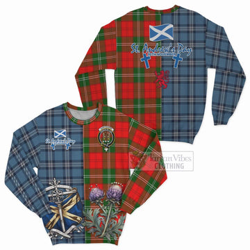 Gartshore Tartan Sweatshirt Happy St. Andrew's Day Half Tartan Style Unisex - Tartan Vibes Clothing