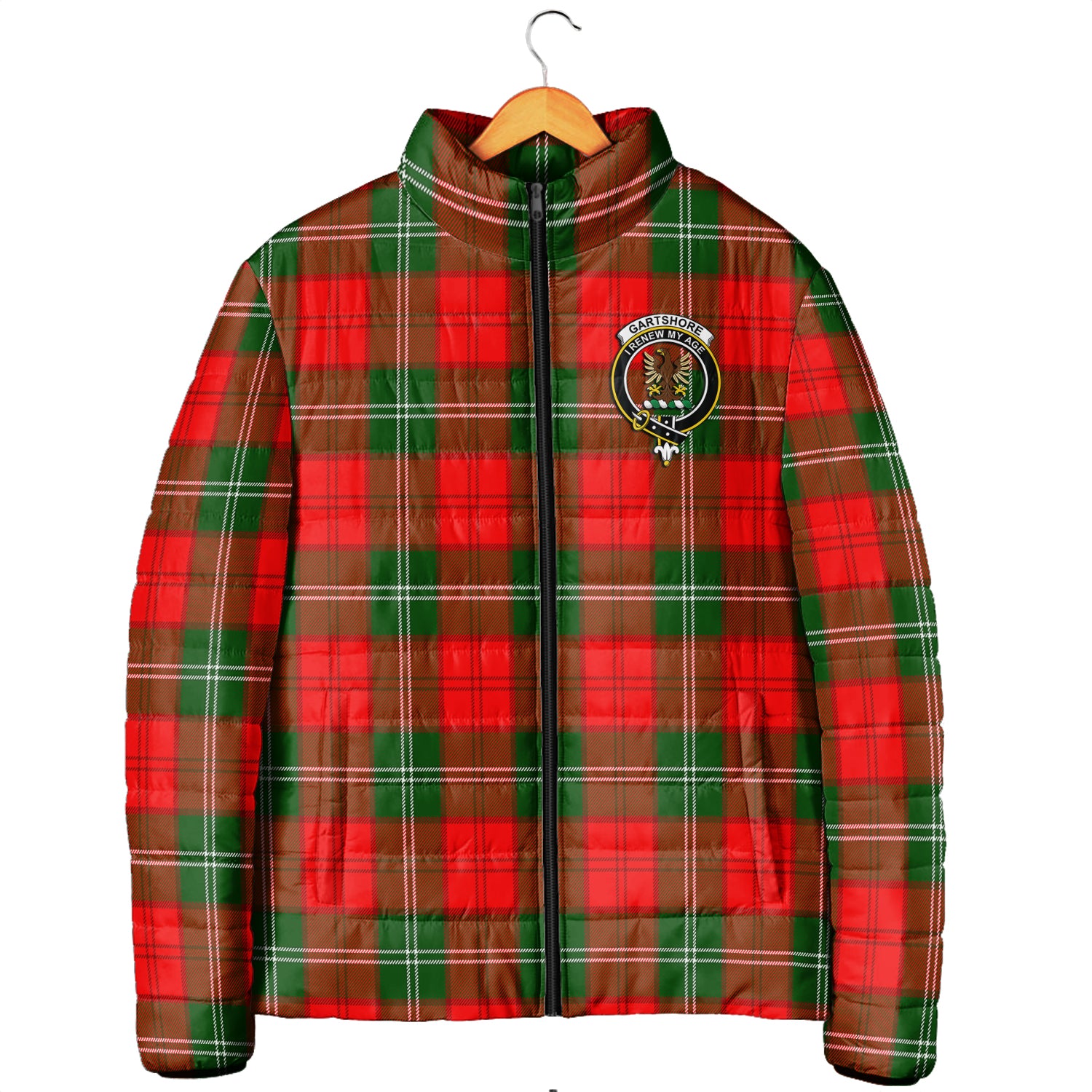 Gartshore Tartan Padded Jacket with Family Crest Men's Padded Jacket - Tartan Vibes Clothing