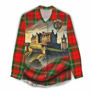 Gartshore Tartan Family Crest Women's Casual Shirt with Scottish Ancient Castle Style Female - Tartan Vibes Clothing