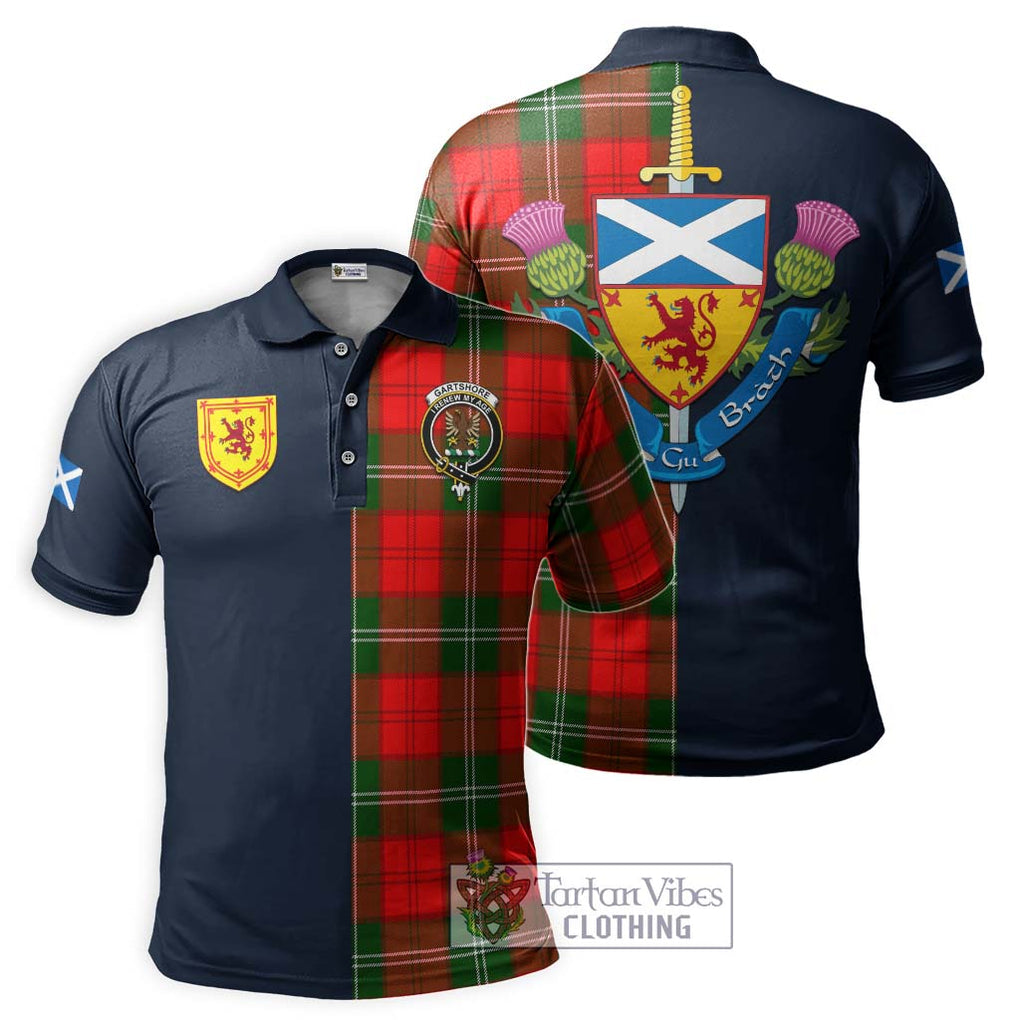 Gartshore Tartan Polo Shirt Alba with Scottish Lion Royal Arm Half Style Kid - Tartan Vibes Clothing
