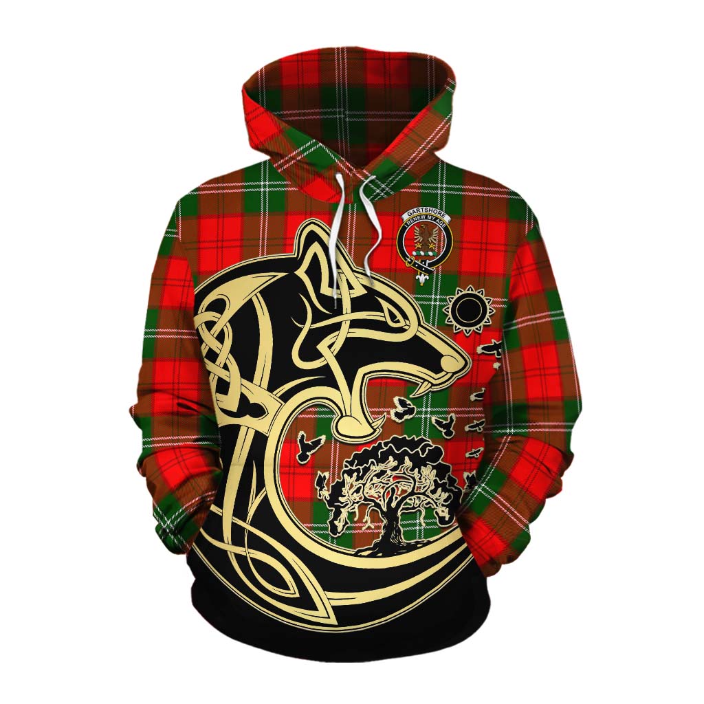 Gartshore Tartan Cotton Hoodie with Family Crest Celtic Wolf Style Pullover Hoodie XS - Tartan Vibes Clothing