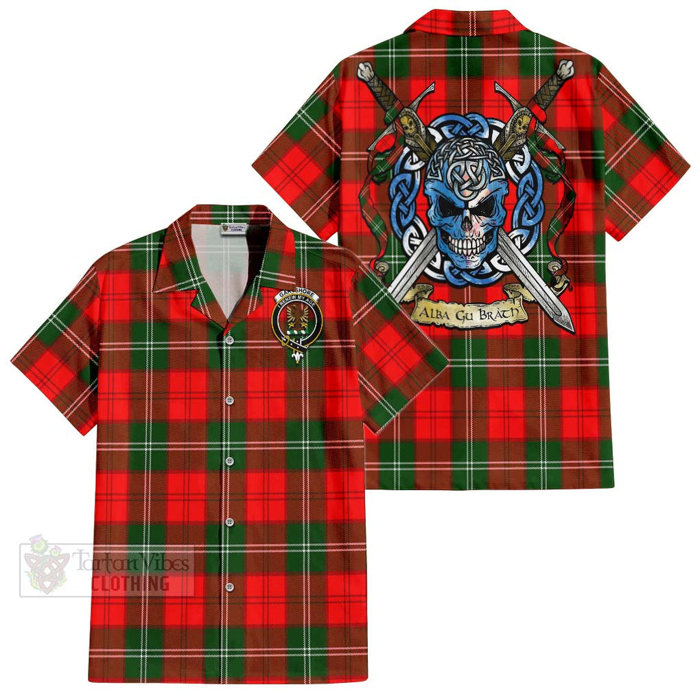Gartshore Tartan Hawaiian Shirt with Family Crest Celtic Skull Style Kid - Tartan Vibes Clothing