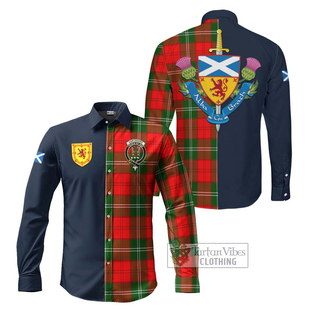 Tartan Vibes Clothing Gartshore Tartan Long Sleeve Button Shirt with Scottish Lion Royal Arm Half Style