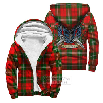 Gartshore Tartan Sherpa Hoodie with Family Crest Celtic Skull Style Unisex S - Tartan Vibes Clothing