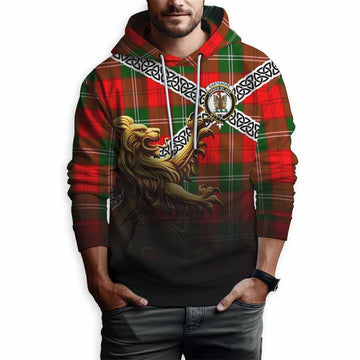 Gartshore Crest Tartan Hoodie with Golden Lion Emblem Celtic Style Pullover Hoodie - Tartan Vibes Clothing