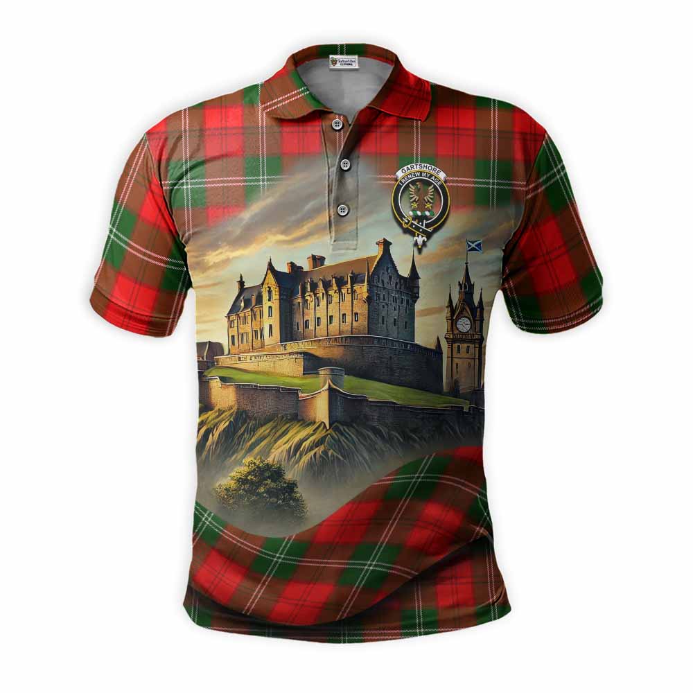 Tartan Vibes Clothing Gartshore Tartan Family Crest Polo Shirt with Scottish Ancient Castle Stype