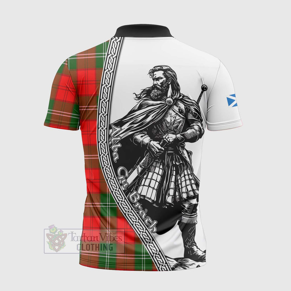 Gartshore Tartan Clan Crest Zipper Polo Shirt with Highlander Warrior Celtic Style - Tartan Vibes Clothing
