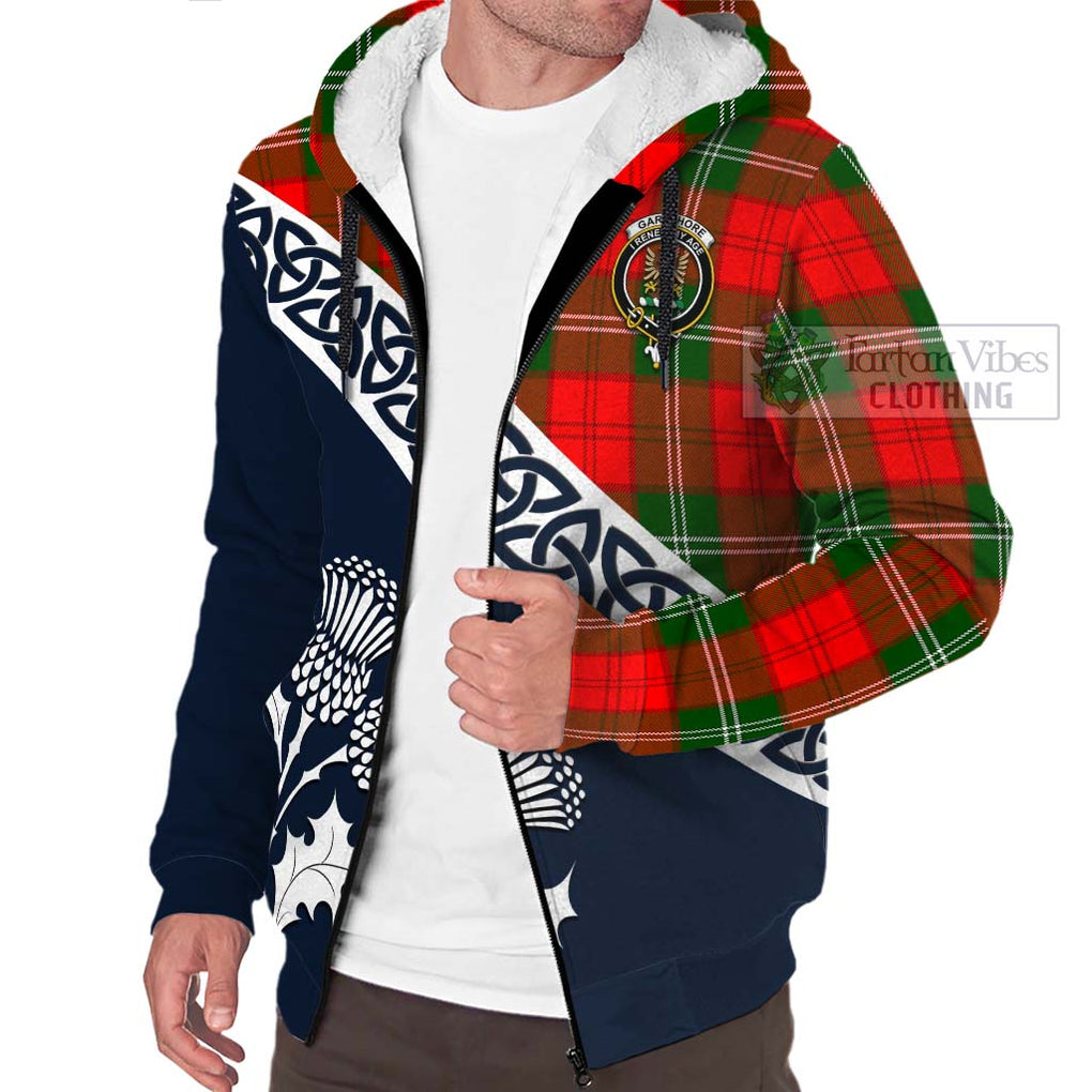 Gartshore Tartan Sherpa Hoodie Featuring Thistle and Scotland Map - Tartan Vibes Clothing