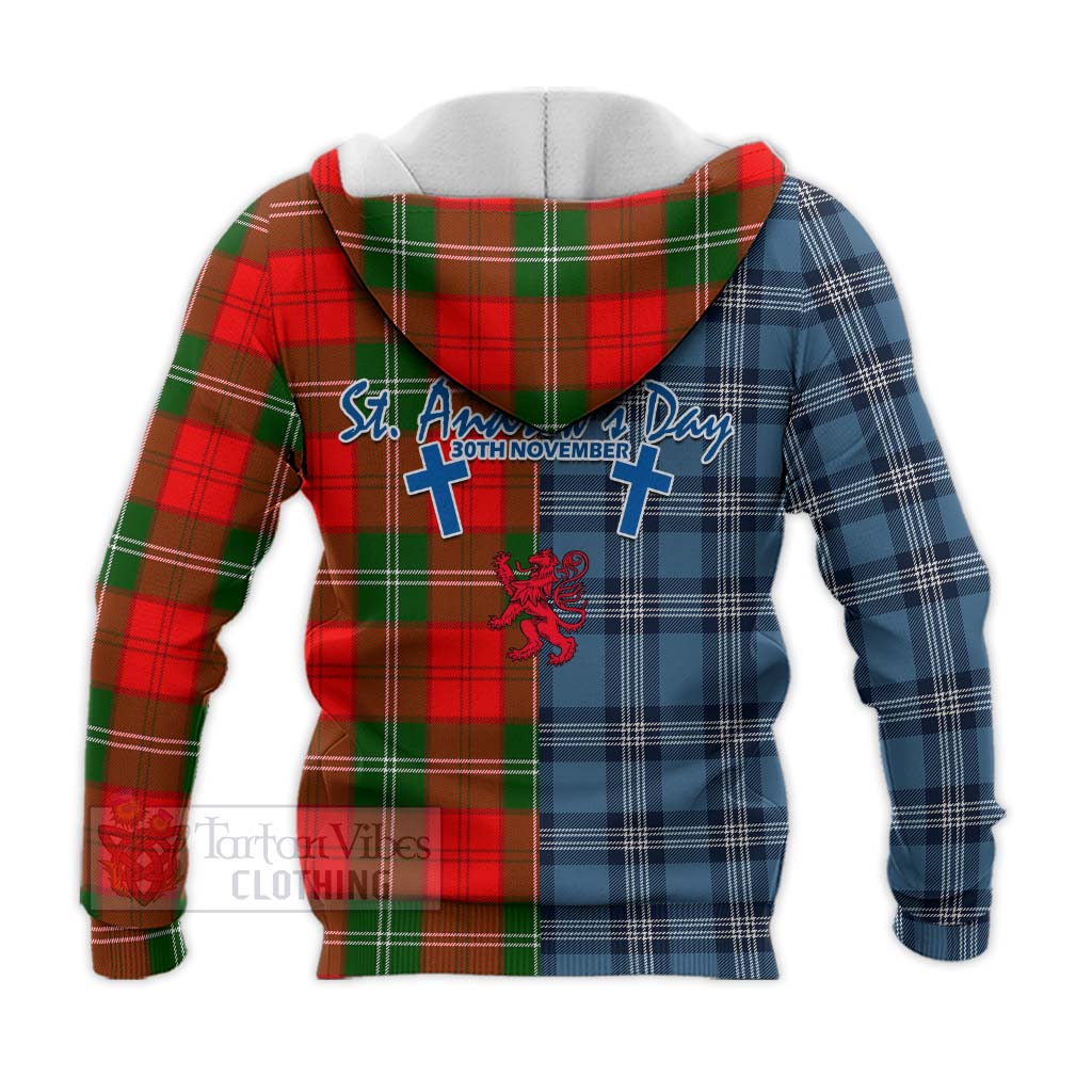 Gartshore Tartan Knitted Hoodie Happy St. Andrew's Day Half Tartan Style - Tartan Vibes Clothing