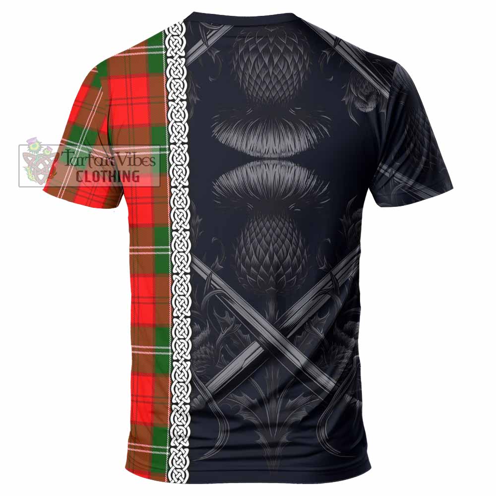 Tartan Vibes Clothing Gartshore Tartan T-Shirt with Family Crest Cross Sword Thistle Celtic Vibes