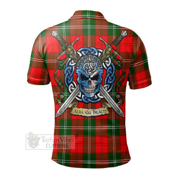 Gartshore Tartan Polo Shirt with Family Crest Celtic Skull Style - Tartan Vibes Clothing