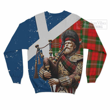 Gartshore Tartan Sweatshirt with Family Crest Scottish Bagpiper Vibes - Tartan Vibes Clothing